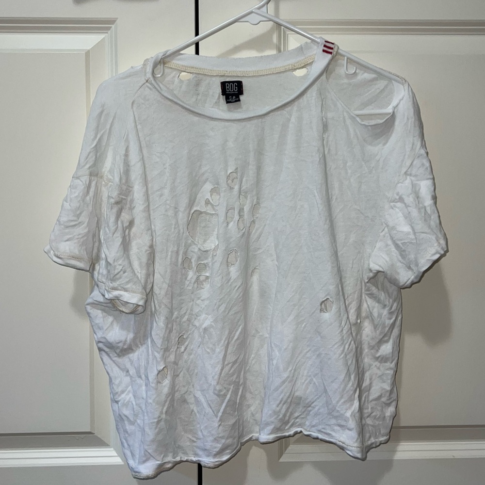 Urban Outfitters Distressed White T Shirt. Size S.